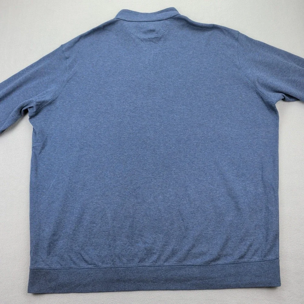 Polo Ralph Lauren Sweatshirt‎ Mens 3XLT Blue 1/4 Zip Mock Neck Red Pony HEMMED